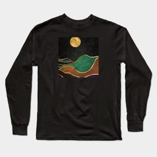 Gold landscape with moon #4 Long Sleeve T-Shirt